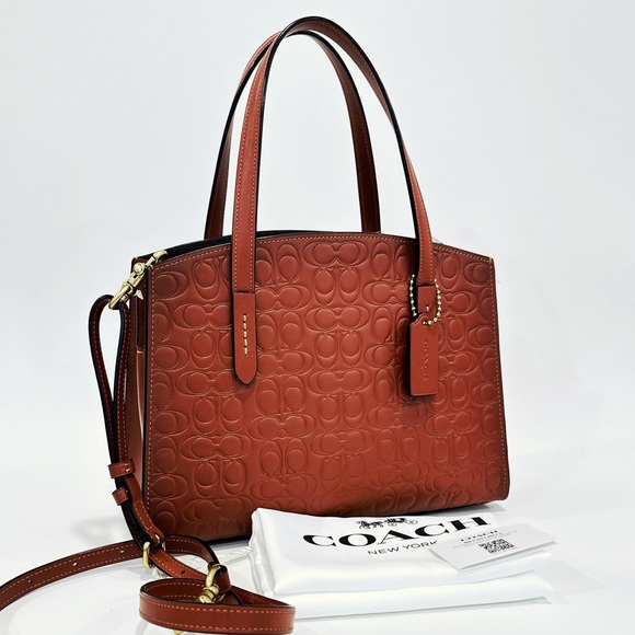 Coach Handbags - COACH Charlie Carryall 28 Satchel Bag In Signature Leather Rust Garmet